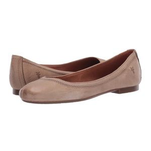 Frye "Carrie" Leather Ballet Flats in Color Ash